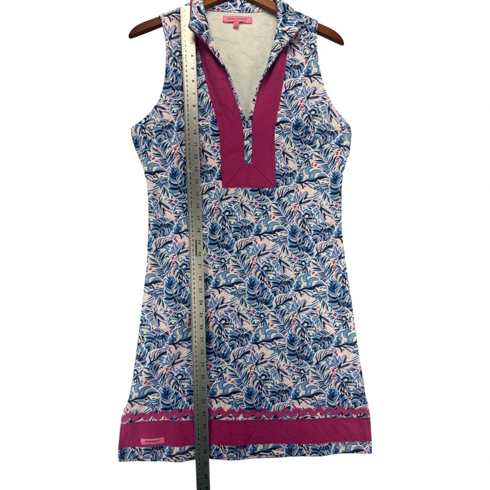 Simply Southern Womens S Tropical Print Sleeveless Golf Polo Shift Dress Pink